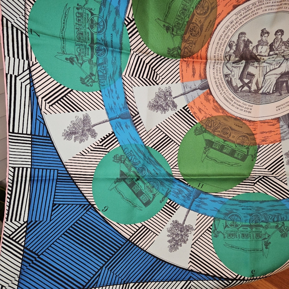 Hermes Jeu des Omnibus et Dames Blanches Silk Scarf - Picture 4 of 15